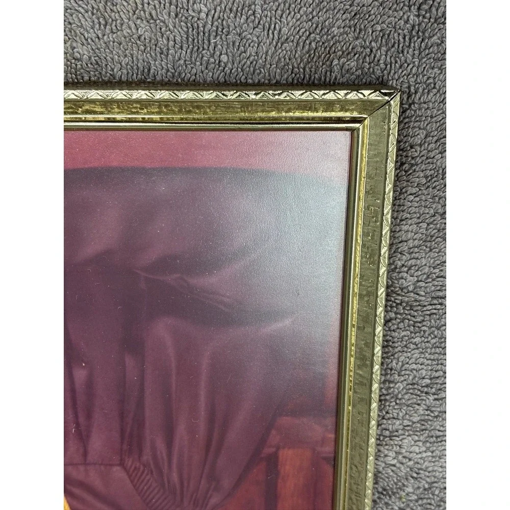Vintage Triple Folding Picture Frame Gold 8x10 Etched Brass